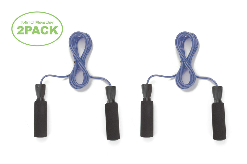 Mind Reader Adjustable, (Pack of 2) Skipping, Rapid Jumping Rope Cable 5.25" Memory Foam Ergonomic Handles, Blue, 2 Pack - BeesActive Australia