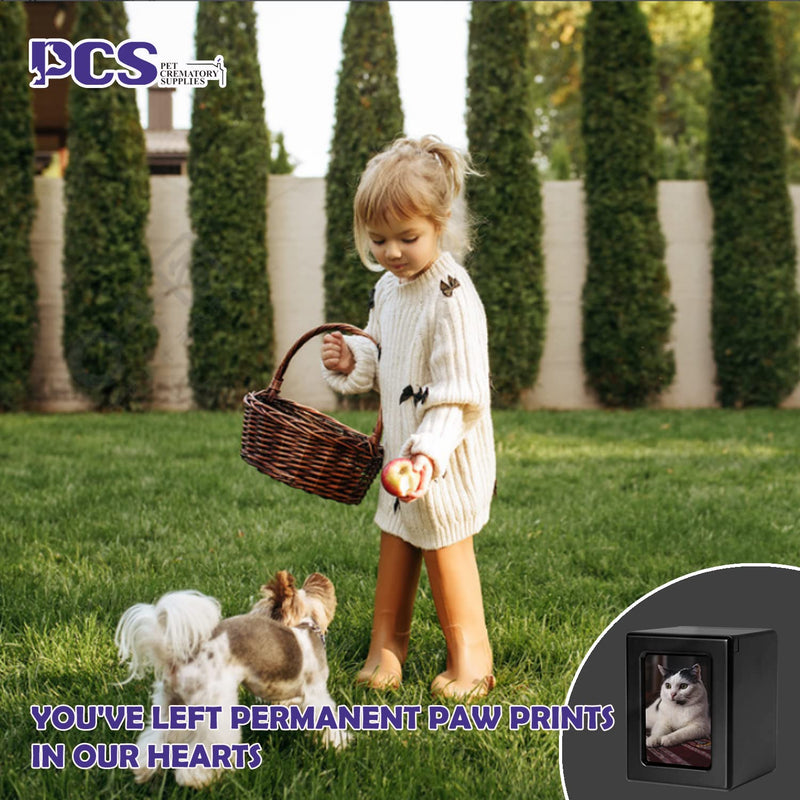 PCS Pet Photo Urns for Dogs Ashes, Dog Urns for Ashes, Pet Cremation Box S(0-25lbs) Black - BeesActive Australia