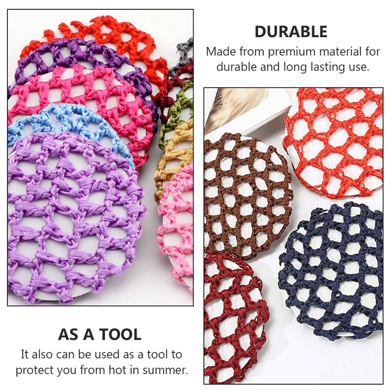 Lurrose 14Pcs Snood Hair Net, Bun Cover Crochet Snood Hair Net Hair Accessories for Women Girls Ballet Dance (Random Color) - BeesActive Australia