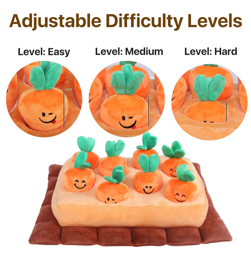 Snuffle Mat for Dogs, Pet Food Feeding Mat for Foraging Skills Training & Slow Feeding, Smell Nosework Treats Games for Dogs with Carrots Plush Toys - BeesActive Australia