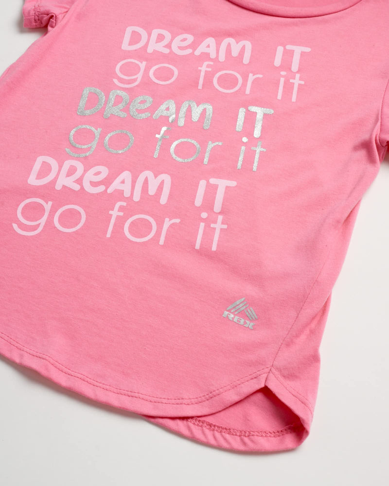 RBX Girls' Activewear Set - Short Sleeve Performance T-Shirt and Capri Leggings (6X-12) Pink Whip 7-8 - BeesActive Australia
