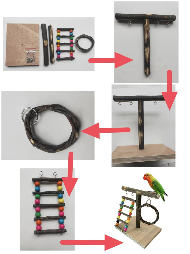 XLpeixin Bird Playground Parrot Playstand Birds Play Stand Wood Exercise Perch Gym Stand Hanging Swing Toys for Small Medium Parakeets Canaries Cockatiels Lovebirds and More… Portable - BeesActive Australia