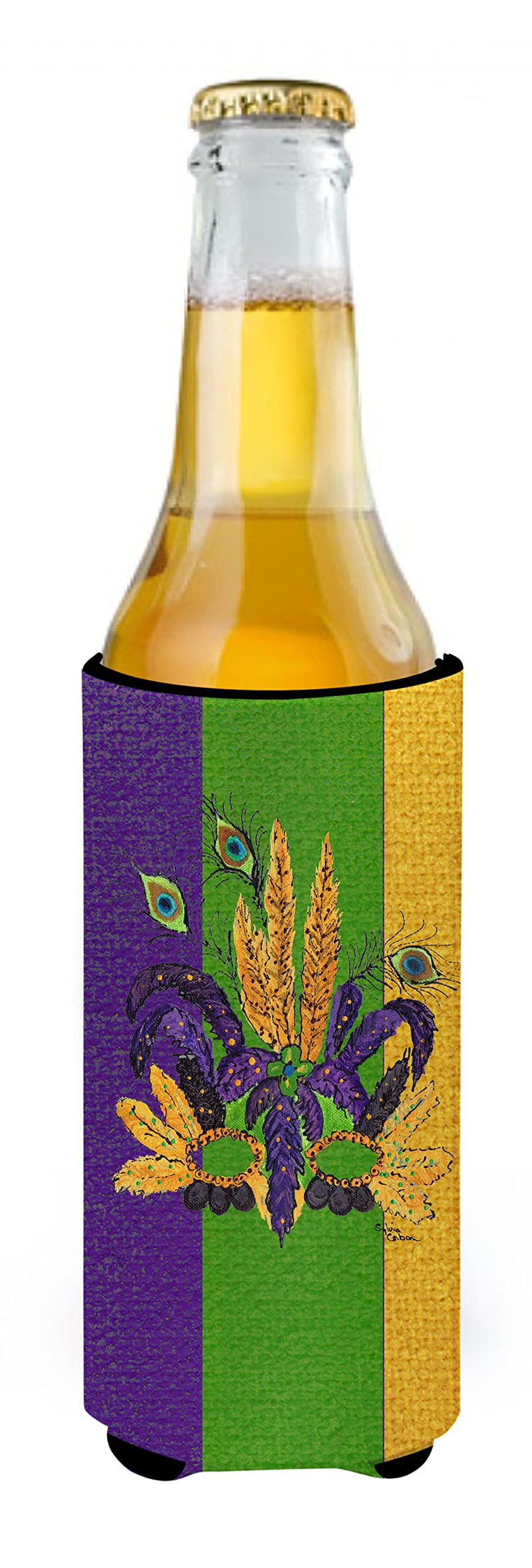 Caroline's Treasures 8364MUK Mardi Gras Feathered Mask Ultra Beverage Insulators for Slim cans, Slim Can, Multicolor - BeesActive Australia