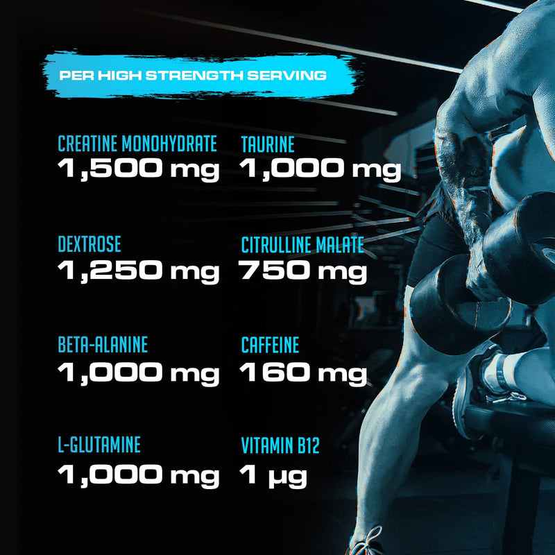 Pre Workout Demon - Hardcore Pre-Workout Powder Supplement with Creatine, Caffeine, Beta-Alanine and Glutamine (Blue Raspberry, 360g) Blue Raspberry 360 g (Pack of 1) - BeesActive Australia
