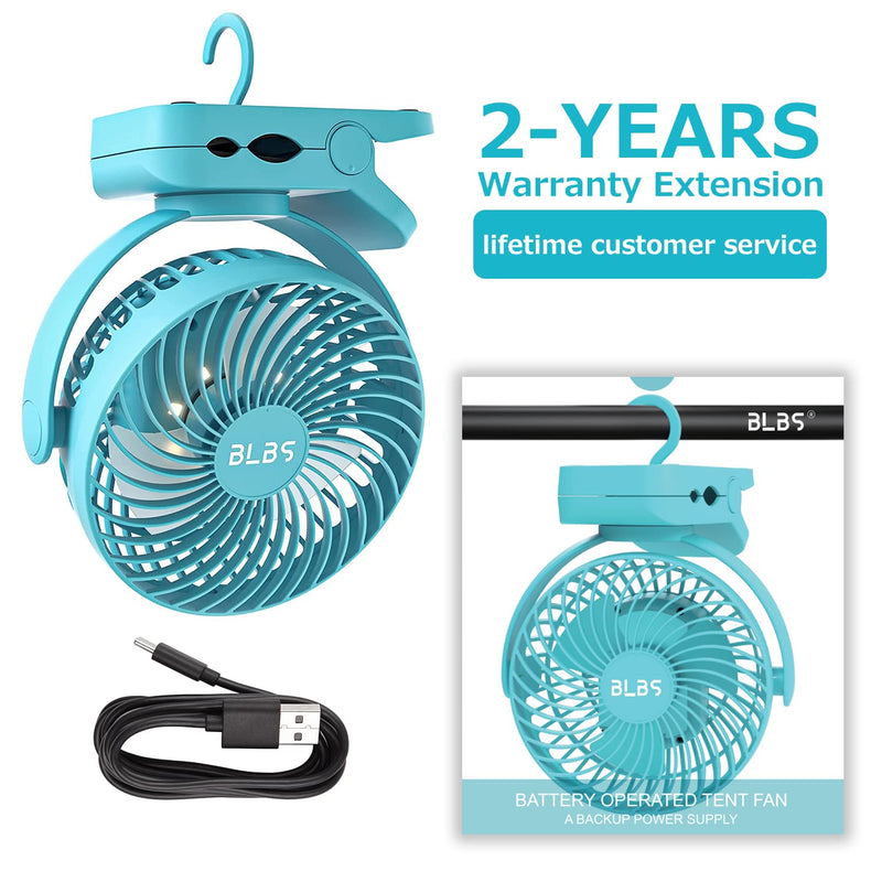 Camping Fan with LED Light - 12000mAh 65 Hours Battery Powered Fan, Rechargeable Fan Use As Power Bank, Tent Fan with Hanging Hook, Portable Clip On Fan, Ceiling Fan for Tent Golf Cart RV Stroller Bed - BeesActive Australia