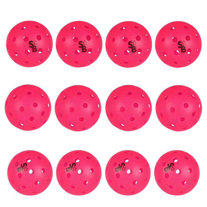 Pickle Balls 12 Pack | Pickleball Balls Outdoor | Pickle Balls | Supra-40 Outdoor Pickleball | Pending Approved for Tournament Play | Neon Pink | Hard Bounce - BeesActive Australia
