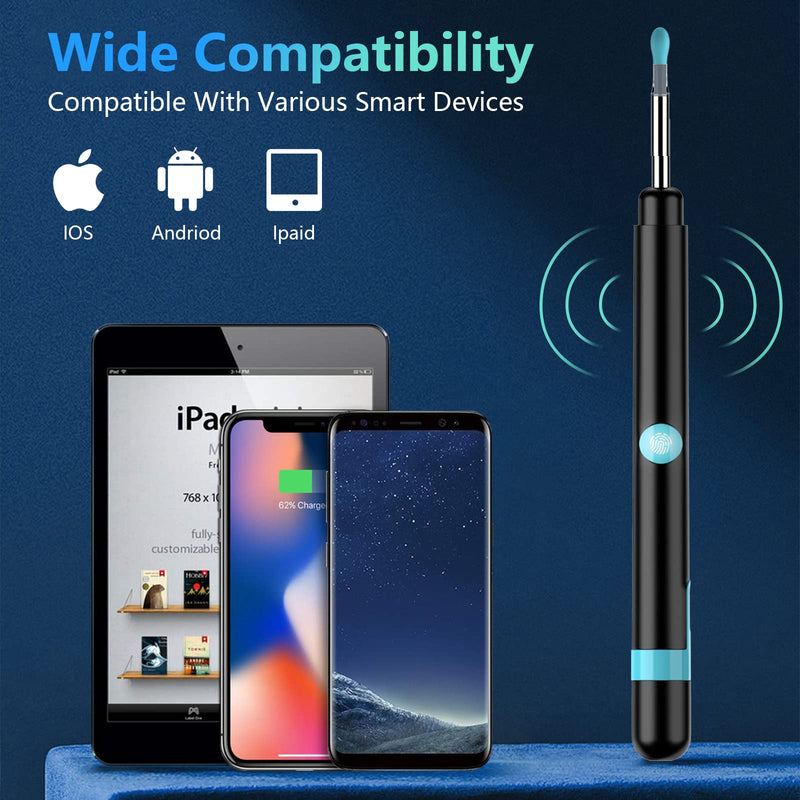 Ear Wax Removal Kit Camera, Upgraded Otoscope Earwax Removal Kit with 7 Massage Functions for Kids Adult Pet, 1080P FHD WiFi Wireless Ear Remover with 6 LED Lights Subitable for Various Smart Devices Black - BeesActive Australia