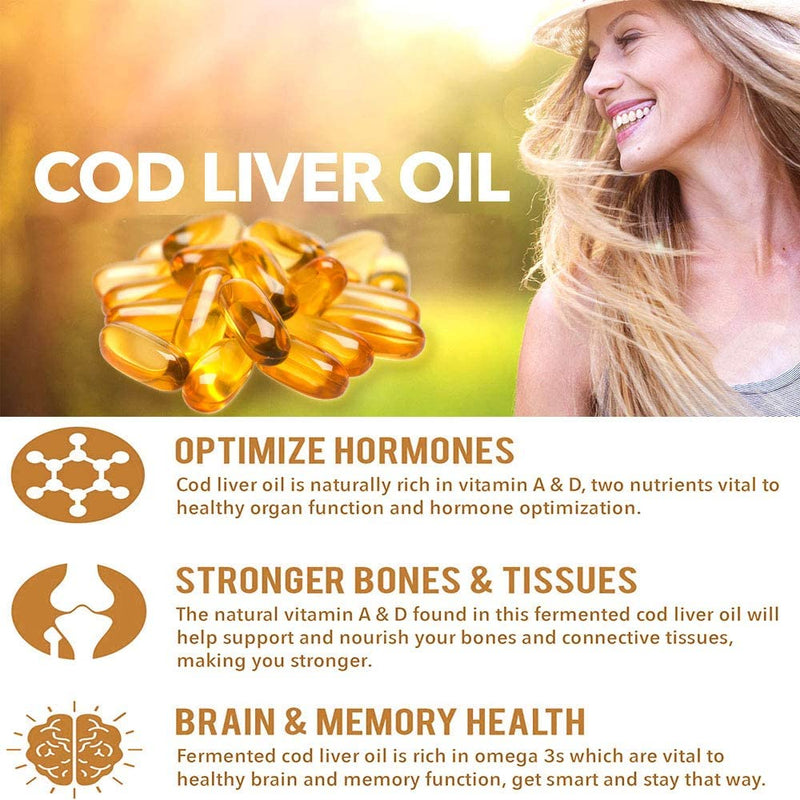 Premium - Cod Liver Oil Capsules - 1000mg x 240 - High Strength - Omega-3 Fatty Acids Vitamin A & D - EPA and DHA - BeesActive Australia
