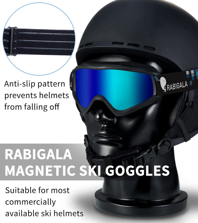 RABIGALA Kids Ski Goggles Snowboard Goggles Snow Goggles Clear Vision Anti-fog Snow Gear Skiing Goggles for Girls Boys Kids Blue - BeesActive Australia