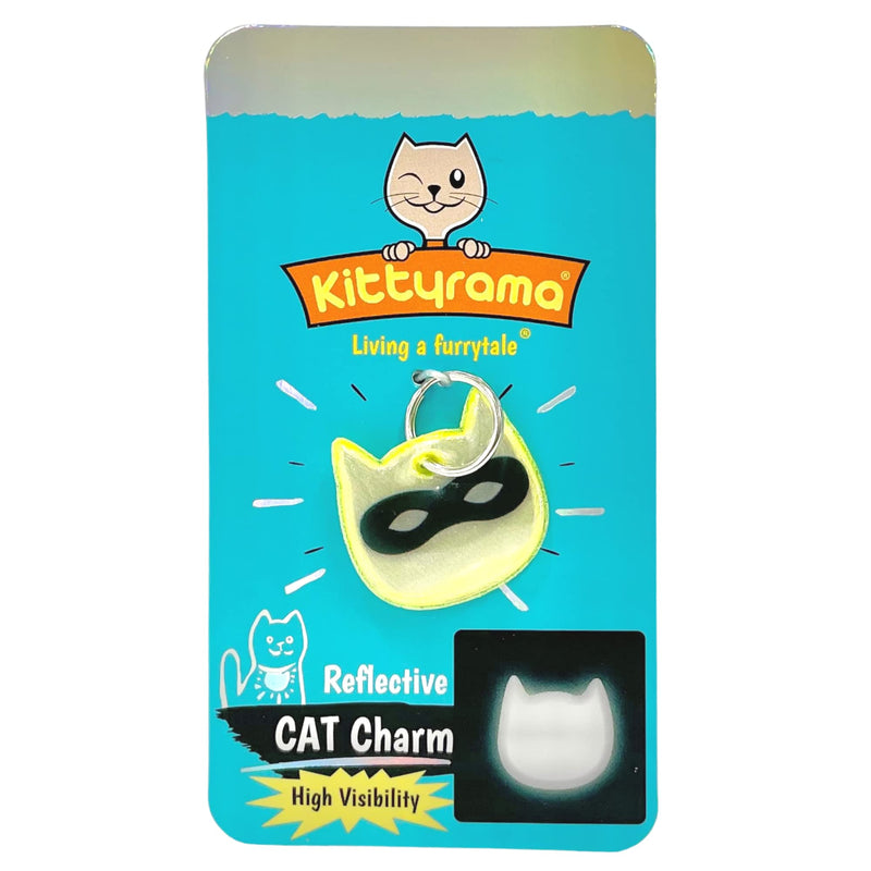 Kittyrama Reflective Cat Charm. Safety Cat Tag. Lightweight, High Visibility, Waterproof. Fits All Reflective Cat Collars. Other Styles Available Yellow Ninja Cat - BeesActive Australia