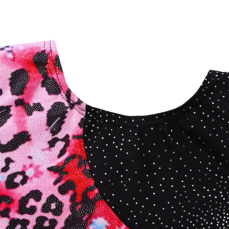 Gymnastics Leotards for Girls Long Sleeve Colorful Ribbons Pink Leopard Stripe 5/6 Years - BeesActive Australia