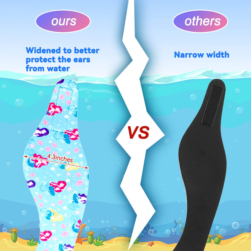 6 Pieces Waterproof Swimming Headband Kids Adults Wider Swimming Ear Band Swim Bands for Ears Toddler Swim Earplugs Mermaid - BeesActive Australia