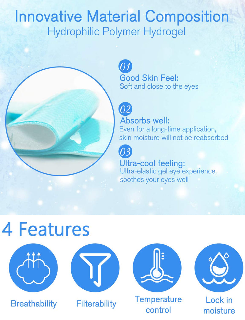 Cooling Gel Eye Mask with Eye Holes, Cool Compress Eye Masks for Dark Circles and Puffiness Disposable Gel Eye Pads Soothing Headache Relief Dry Eyes, Stress Relief 12 Packs Mother's Day Gifts - BeesActive Australia