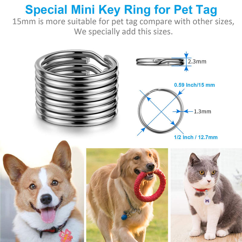 YHYZ Split Key Ring Circle Assorted, Round Keyring Durable 5 Sizes (1/2 inch, 3/4 inch,1 inch, 1.25 inch, 1.38 inch) Sliver Alloy Steel - BeesActive Australia