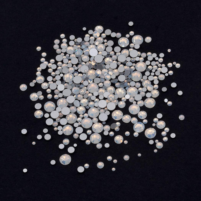 50pcs White Opal Nail Crystals 2 Size Flame Shape Rhinestones Design 480pcs Round Flatback Stones ss3 to ss20 Mix for Nail Art Decoration White Opal Flame - BeesActive Australia