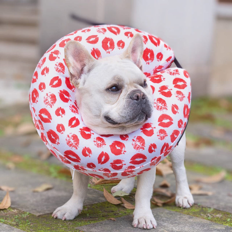 CuteBone Protective Inflatable Collar with 2-Pack Soft Pet Recovery Cone Covers for Small/Medium/Large Dogs and Cats After Surgery Kisses+Blue Large - BeesActive Australia