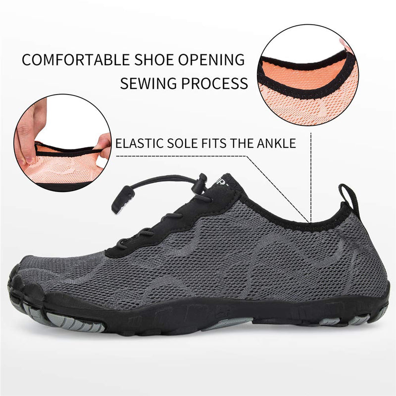 Water Shoes Mens Womens Barefoot Diving Swim Shoes Water Sports Non-Slip Aqua Shoes for Swim Pool, Beach,Hiking, Kayaking, Boating,Surfing 10 Women/7.5 Men Dark Grey-d - BeesActive Australia