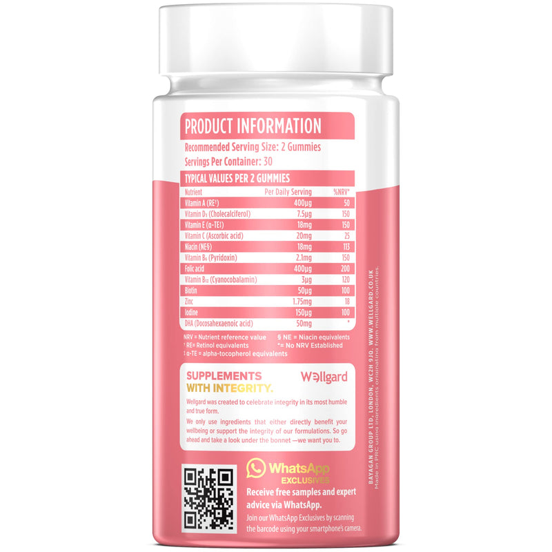 Vegan Prenatal Gummies by Wellgard - Pregnancy Vitamin Gummies for Women, DHA, Folic Acid, Vitamin D3, UK Formulated - BeesActive Australia