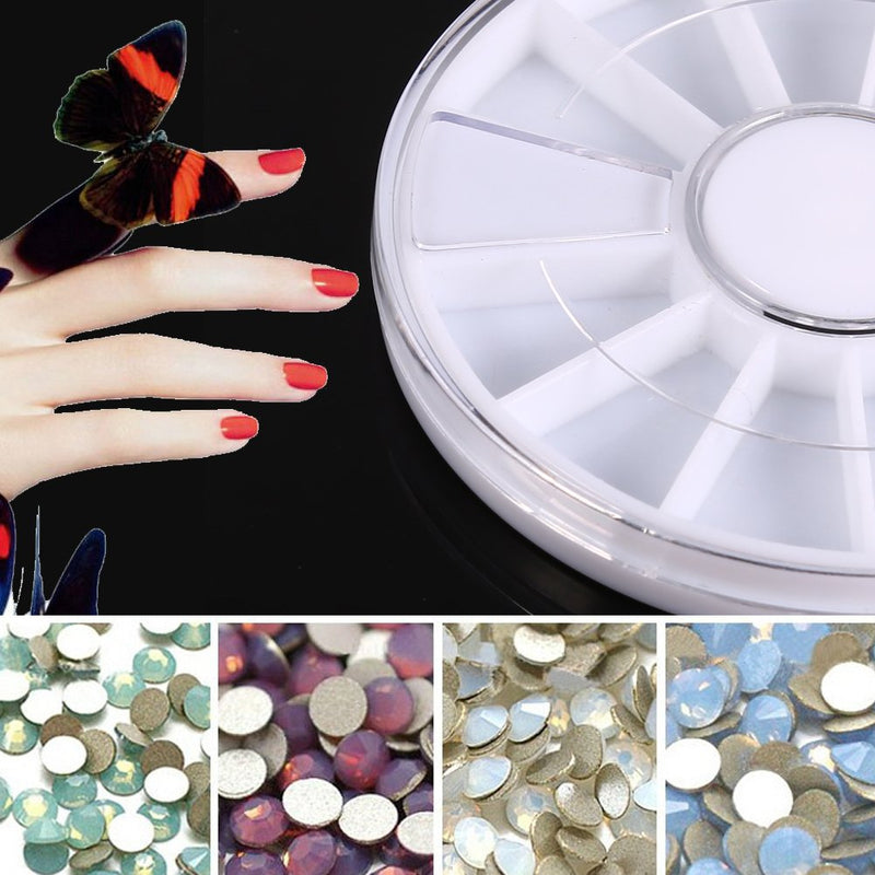 Pack of 6 Nail Art Rhinestone Wheel Box Bead Slice Decoration Storage Container Nail Tools - BeesActive Australia