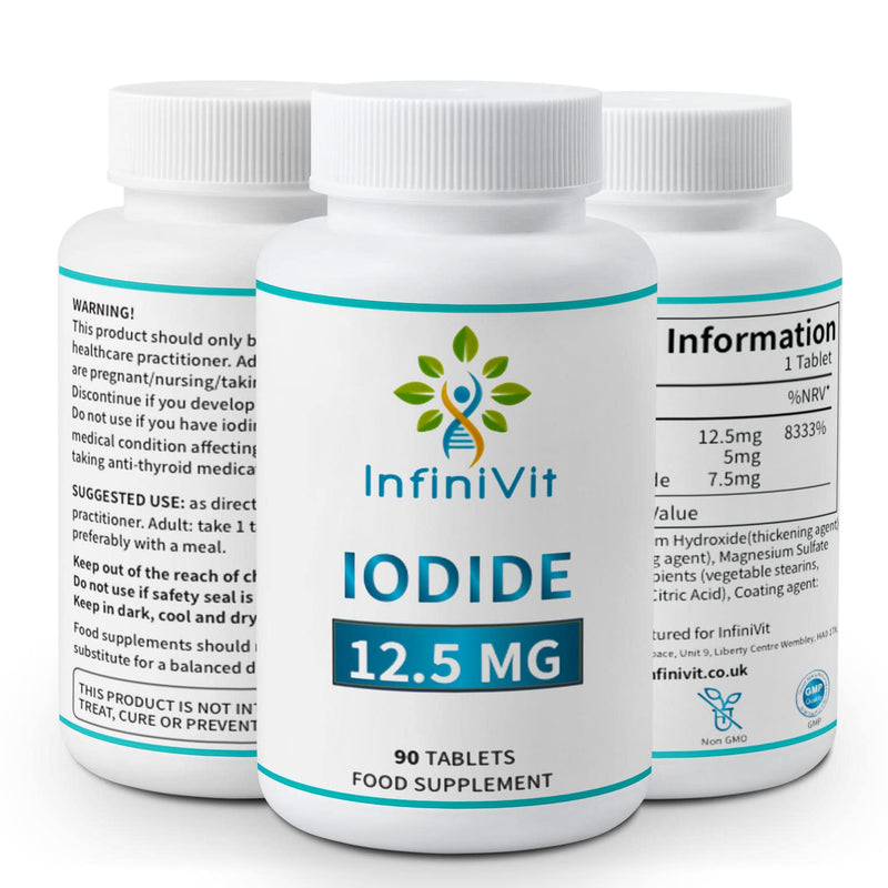 Iodine Tablets 12.5mg, Lugols Iodine Tablets, High Strength Iodine and Potassium Iodide, 90 Vegan Tablets, GMO and Gluten Free - BeesActive Australia