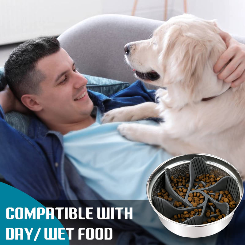 Slow Feeder Dog Bowls Insert, Cuttable Dog Slow Feeder with Strong Suction Cups, Slow Feeder Cat Bowl, Cat Dog Puzzle Feeder Insert 1 Pack Grey - BeesActive Australia