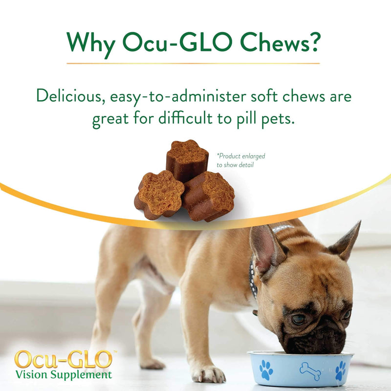 Ocu-GLO Cat & Dog Senior Supplement for Eye Support - Soft Chews Vision Vitamins Supplements for Large and Small Pets Care with Lutein, Omega-3 Fatty Acids, Grape Seed Extract & Antioxidants 30 Chews (Pack of 1) - BeesActive Australia