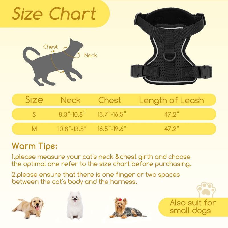 Cat Harness and Leash, Nobleza Reflective Adjustable Vest Harness with Soft Breathable Air Mesh, No Pull Walking Escape Proof Harness and Leash Set for Growing Kittens, Cats, Puppies Medium - BeesActive Australia