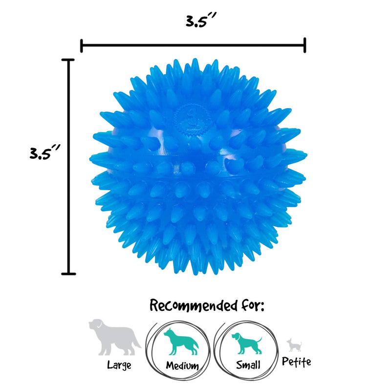 3.5” Spiky Squeak & Light Ball Dog Toy - Small, Cleans Teeth and Promotes Dental and Gum Health for Your Pet Multicolor - BeesActive Australia
