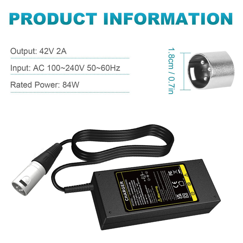 ARyee 42V 2A Scooter Battery Charger Compatible with Electric Mobility Scooter Power Chair Wheelchair with XLR Connector - BeesActive Australia