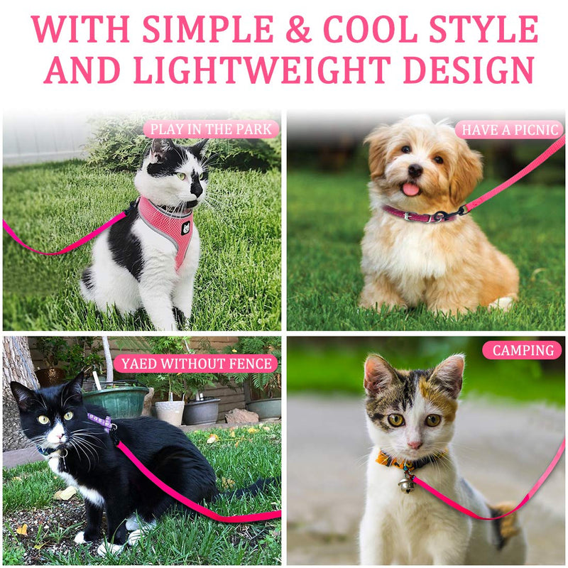 DOYOO 2 Pack Puppy Dog Leash Cat Leash, Strong and Durable Leash with Easy to Use Collar Hook - Dog Leashes for Cat with Collapsible Pet Bowl Great for Small and Medium Dog Set 02-Black+Pink - BeesActive Australia