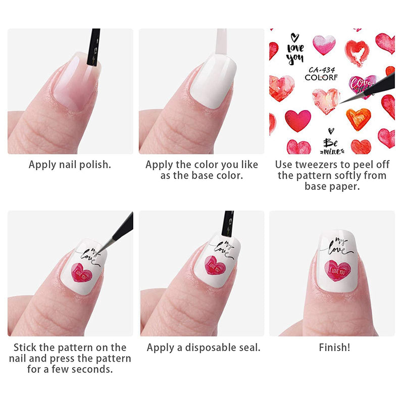 3D Valentine's Day Nail Art Stickers 7 Sheets Valentines Nail Art Accessories Decals Self-adhesive Sexy Lips Heart Love Cupid Designs Sticker for Women Girls Cool Nail Arts DIY Decorations - BeesActive Australia