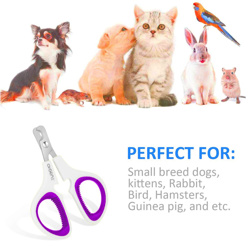 OneCut Pet Nail Clippers, Update Version Cat & Kitten Claw Nail Clippers for Trimming, Professional Pet Nail Clippers Best for a Cat, Puppy,Rabbit, Kitten & Small Dog,Sharp & Safe Purple - BeesActive Australia