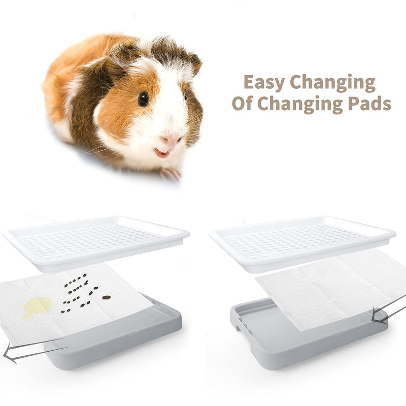 Moan&Miao Guinea Pig Toilet, Small Animal Potty Trainer Corner, Square Rat Litter Bedding Box with Small Broom, Dustpan, Small Pet Litter Toilet for Guinea Pigs, Chinchilla, Ferret,Galesaur, Hamster Grey - BeesActive Australia