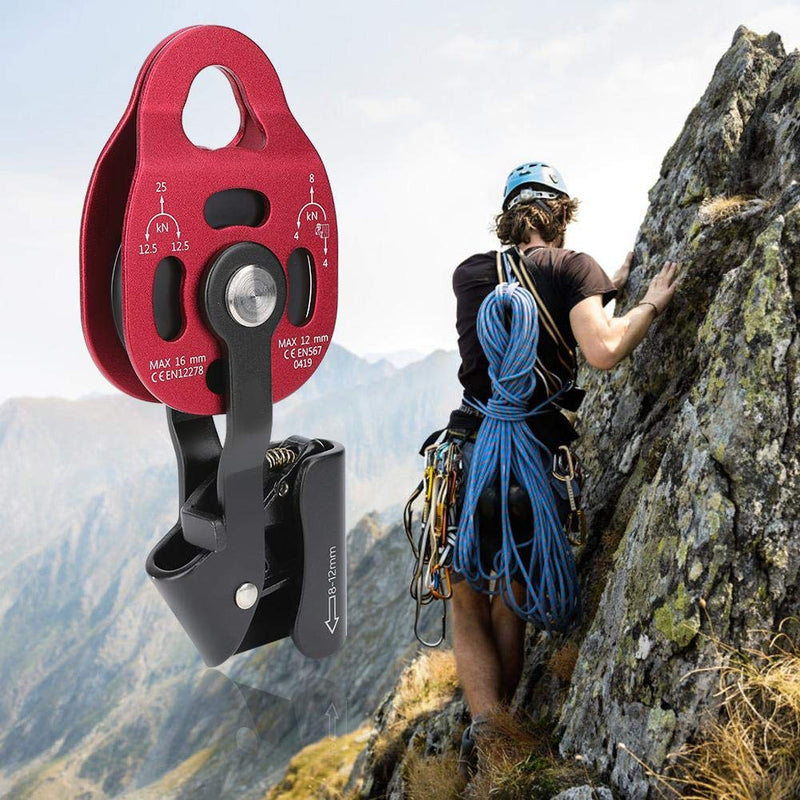 Outdoor Rock Climbing Pulley Aluminium Heavy Duty 4KN Single Swivel Rope Pulley Rescue Equipment for 8 12mm Rope - BeesActive Australia