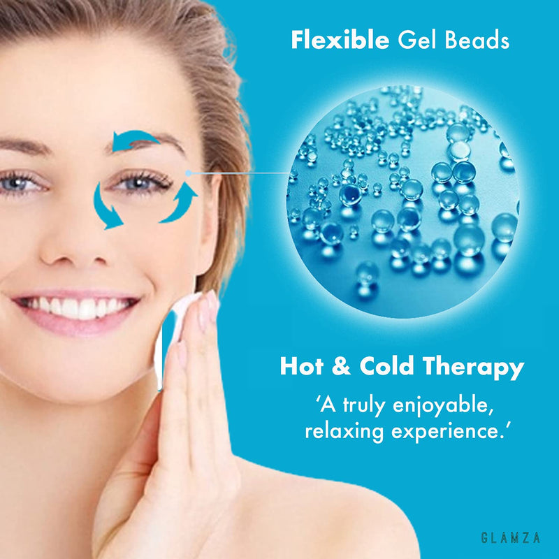Cooling Eye Mask GLAMZA� Reusable Hot Cold Gel Bead Eye Mask for Dark Circles, Puffy Eyes, Migraine, Headache - Blue - BeesActive Australia