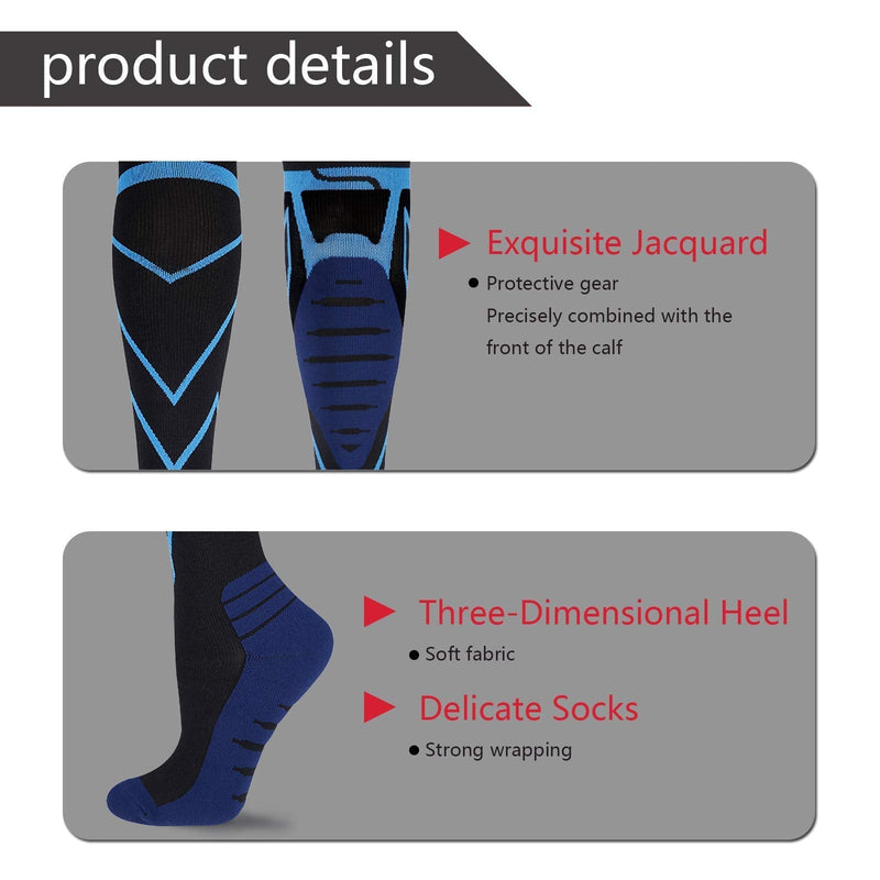 Compression Socks for Men & Women Medical Grade 20-30mmHg Knee High Sports Socks for Running, Cycling, Fitness Blue - BeesActive Australia