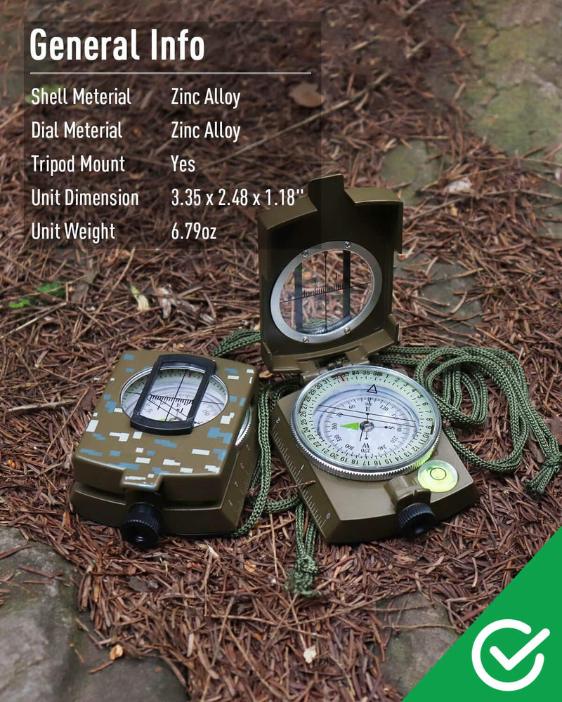 Eyeskey Tactical Survival Compass with Lanyard & Pouch | Waterproof & Impact Resistant | Lensatic Sighting Compass for Hiking EK1001 Camouflage Compass - BeesActive Australia