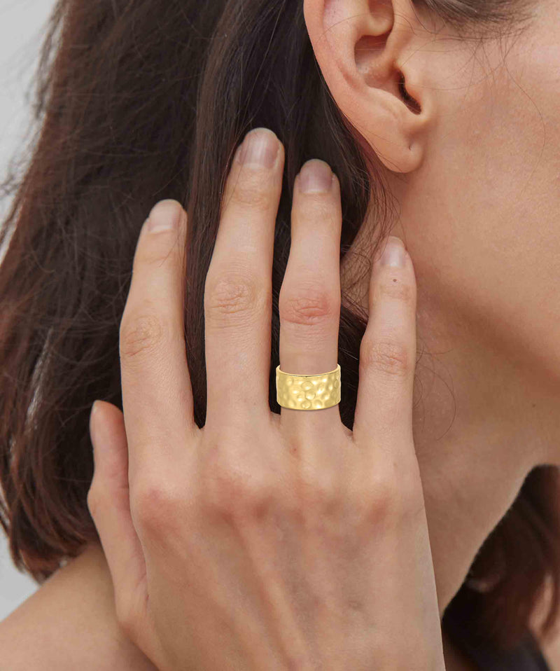 RLMOON 18K Gold or Silver Plated Wide Band Ring for Women 12MM Thick Plain Band Ring Simple Hammered Thumb Ring Comfort Fit Size 7-11 8 - BeesActive Australia