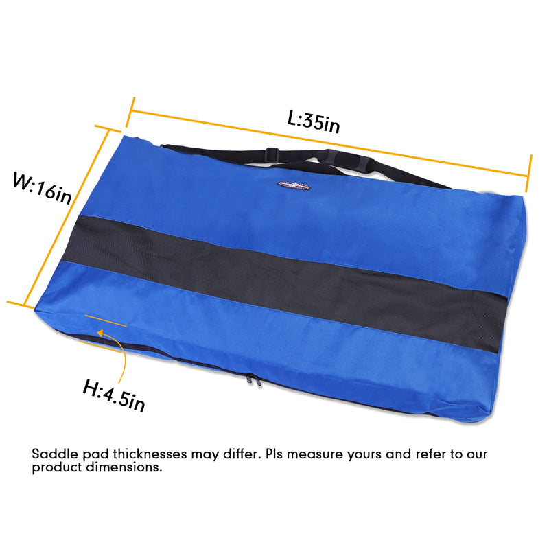 Harrison Howard Large Tack Saddle Pad Carry Bag Mesh Window Allows Airflow Perfect for English or Western Tack Case Protector for Saddle Pads Royal Blue - BeesActive Australia