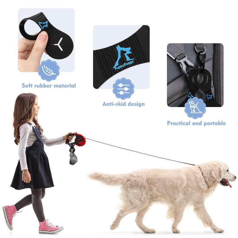 PuppyDoggy Dog Poop Bag Holder for Leash Waste Bag Carrier Dog Poop Bag Dispenser for Walking Running Bicycle Accessory 4 pieces (Black) Black - BeesActive Australia