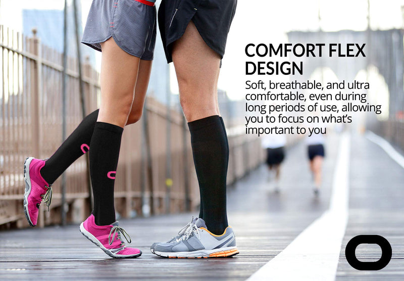 Crucial Compression Socks for Men & Women (20-30mmHg) Running, Athletic, Travel Large-X-Large Solid Black - BeesActive Australia