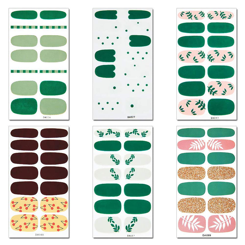 SILPECWEE 6 Sheets Glitter Nail Art Stickers Decals Tips and 1Pc Nail File Adhesive Nail Polish Strips Wraps Manicure Accessories - BeesActive Australia