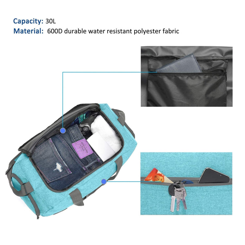 MarsBro Water Resistant Sports Gym Travel Weekender Duffel Bag with Shoe Compartment Tiffany Blue - BeesActive Australia