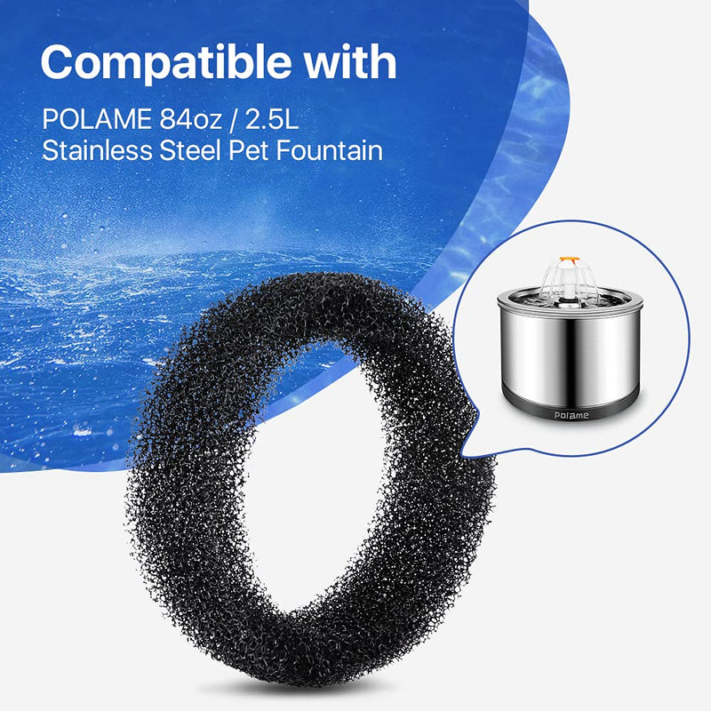 4 Packs POLAME Pre-Filter Sponges, Stainless Steel Cat Fountain Sponge Foam Filter Black, Compatible with 84oz/2.5L Pet Fountain Automatic Drinking Water Dispenser 4 filters - BeesActive Australia