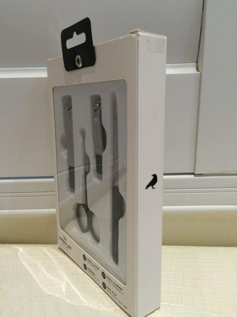Hudson Line 4X Manicure Pedicure Set Silver Nail Clipper File Stainless Steel - BeesActive Australia