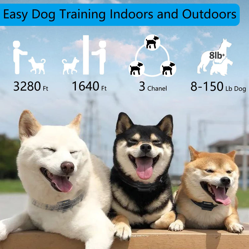 Dog Shock Collar, Dog Training Collar with Remote, Waterproof Electric Dog Collar with Beep, Vibration, Shock, Light and Barking Mode, Suitable for Large Medium Small Dogs and Puppy - BeesActive Australia