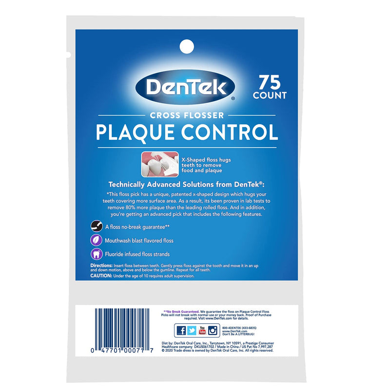 DenTek Cross Flosser Plaque Control Floss Picks, X-Shaped Floss, 75 Count, 3 Pack 75 Count (Pack of 1) - BeesActive Australia