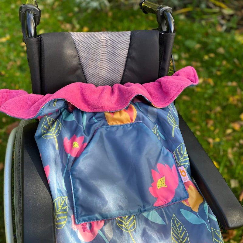 Waterproof Fleece-Lined Wheelchair Cosy Cover | Universal fit for Manual and Powered wheelchairs | Adult Size | Easy to fit Wheelchair Blanket | Wheelchair Accessory | Warmth & Comfort (Floral) Floral - BeesActive Australia