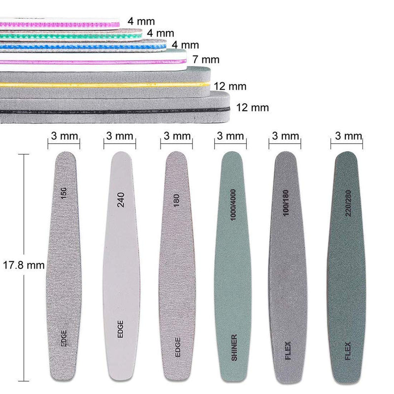 Nail Files Buffer Set, 6 Pcs Professional Nails Block Washable Double Sided Buffers 150, 180, 240, 100/180, 220/280, 1000/4000, Manicure Tools for Nail Grinding Polishing - BeesActive Australia