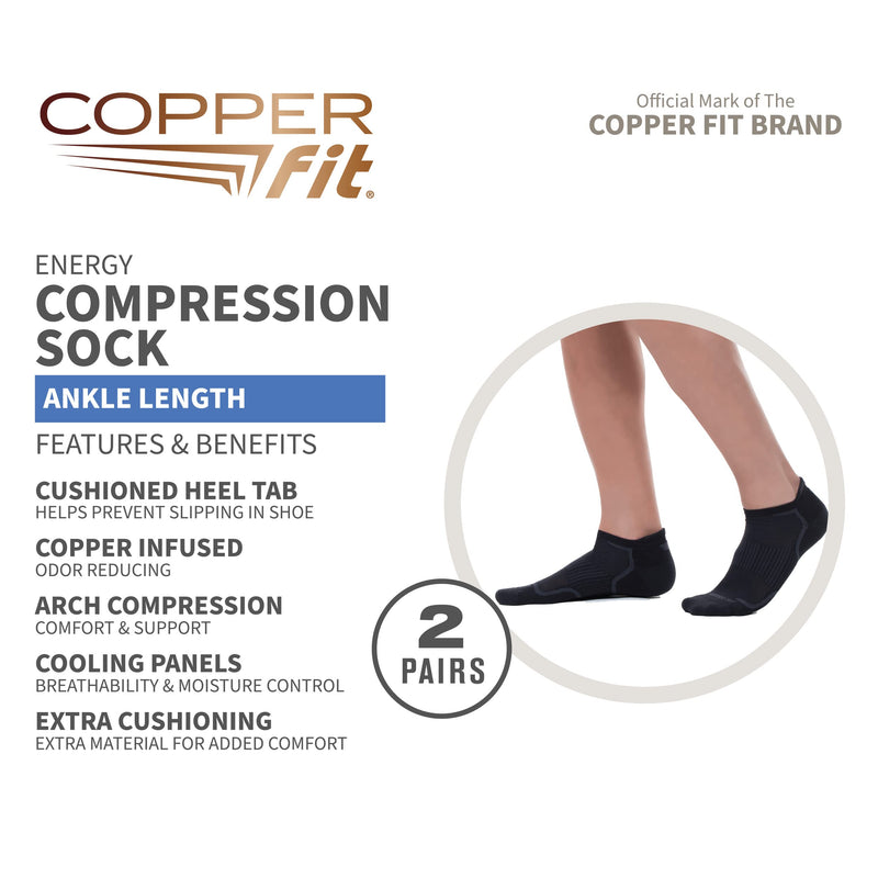 Copper Fit unisex-adult Ankle Length Black Small-Medium - BeesActive Australia